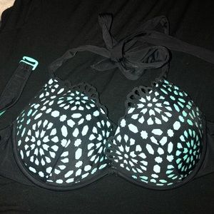 Green and Black PUSH UP bathing suit top